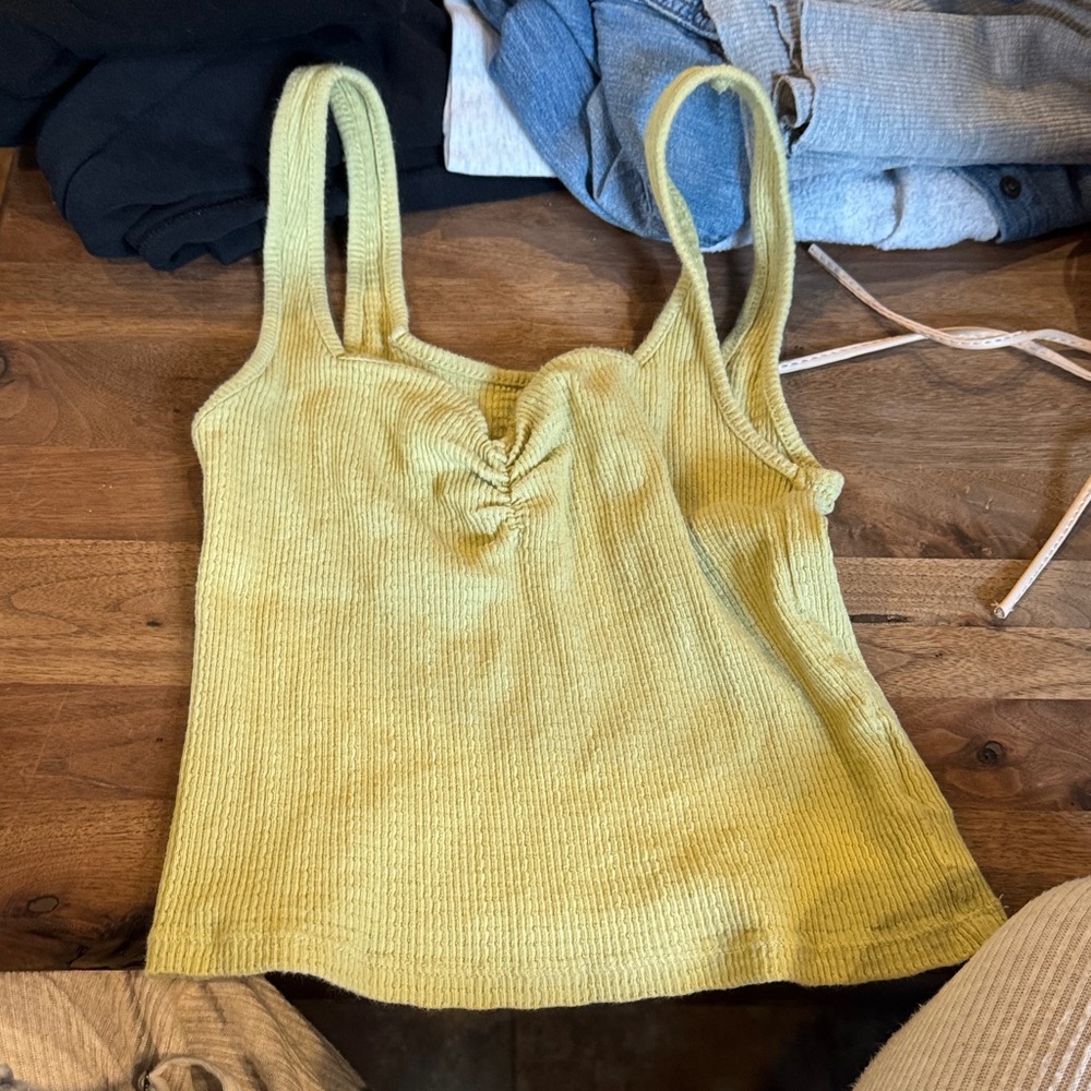 American Eagle Outfitters Light Yellow Ribbed Tank Top